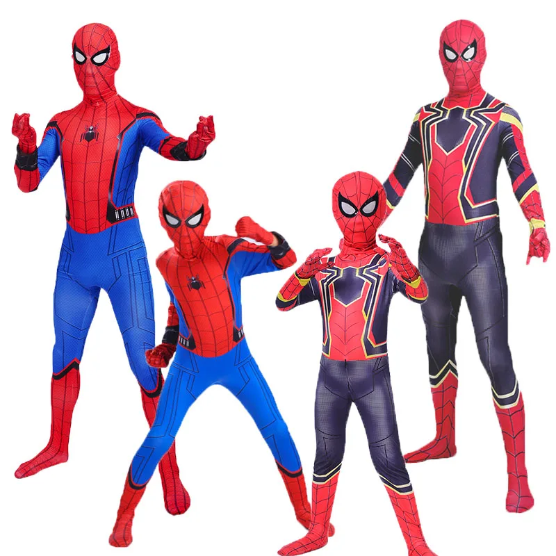 Christmas Party Boy Iron Spiderman Costume Kids Superhero Cosplay Party Bodysuit