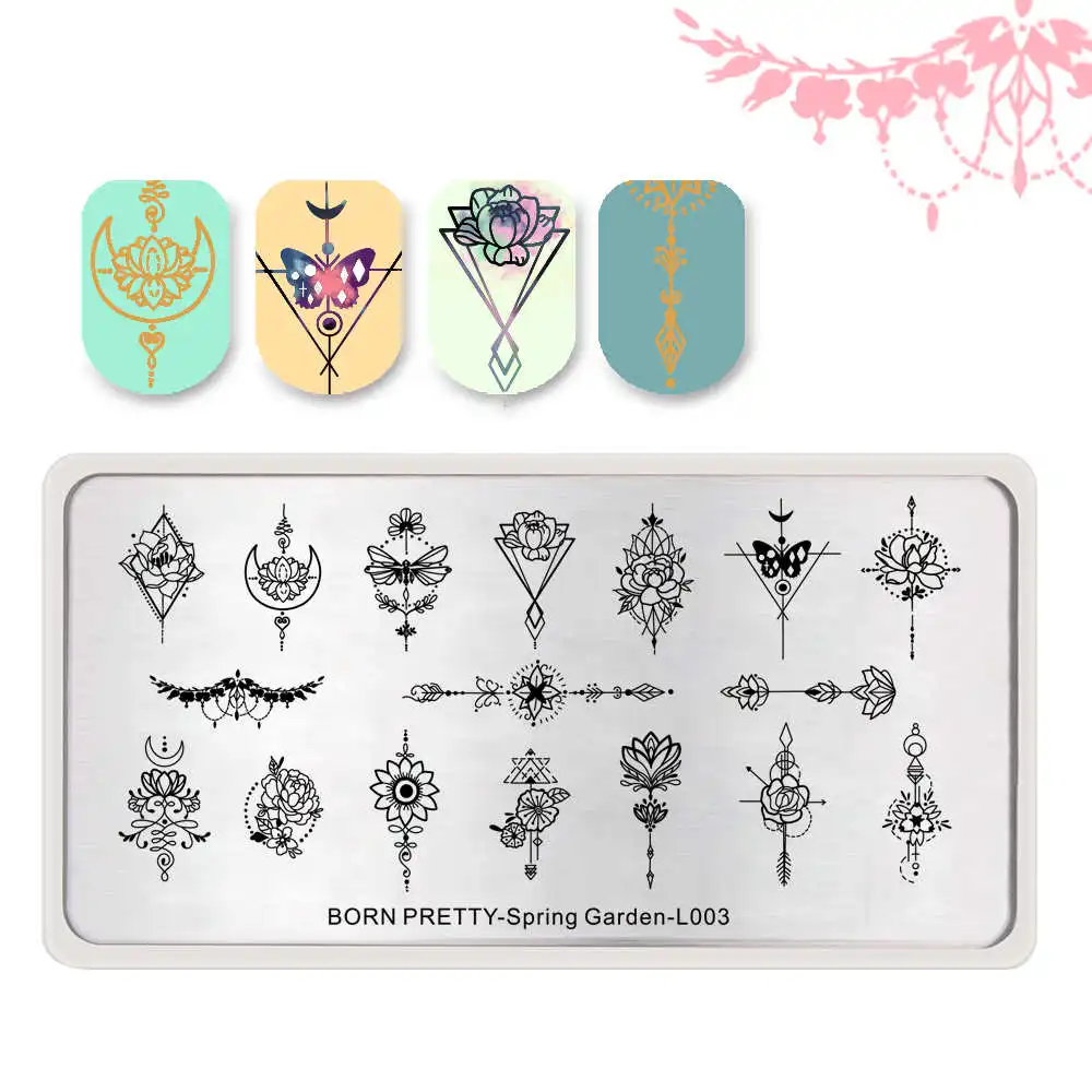 BORN PRETTY прямоугольные пластины для штамповки ногтей Ghost Stamp шаблон из нержавеющей стали дизайн ногтей изображение трафарет Хэллоуин тема - Цвет: BP-SG-L003