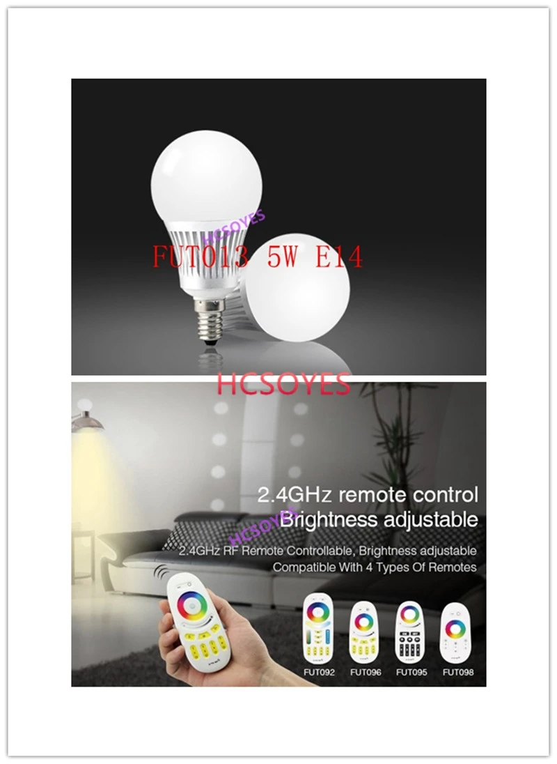 

mi light 5W E14 RGB+CCT FUT013 LED Light Blub need 2.4ghz RF Remote control AC100~240V 50/60Hz 2700~6500K Control Distance 30m