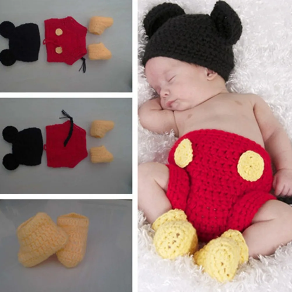 3pcs//sets Newborn Baby Girls Crochet Knit Costume Photo Photography Prop Outfits