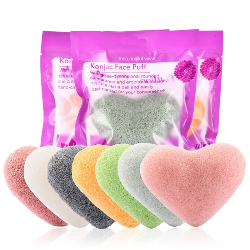 

1Pcs Heart-shaped Ball Natural Konjac Konnyaku Puffs Face Cleaning Washing Facial Sponge Pore Cleanser Facial Tools
