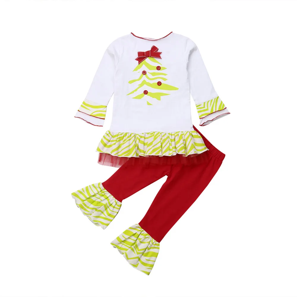 

2018 Top Selling New Fashion Baby Girls Clothes Children Cotton Striped Long Sleeve Christmas dress set Outfits Clothing