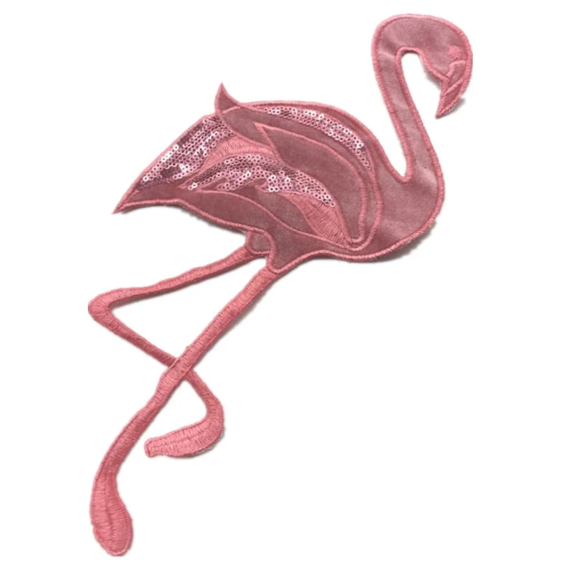 Горячая 3 цвета фламинго Вышивка блесток патчи для одежды пришить одежду толстовка журавль птица Аппликации значок полосы стикер