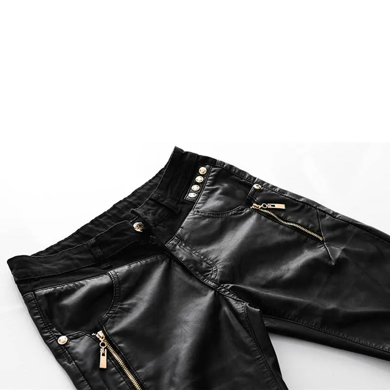 Топ Новая мода из искусственной кожи мужские брюки мотоциклетные европейские панк мужские облегающие брюки мужские брюки размера плюс 28-36