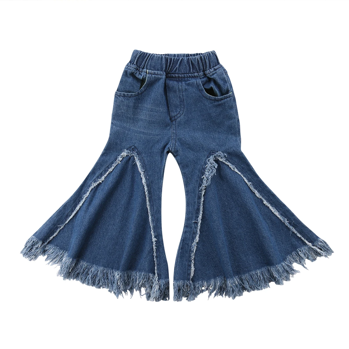 

2018 Summer Baby Girls Trousers Kids Toddler Casual Wide Leg Denim Blue Pants Bottoms Size 3-7T