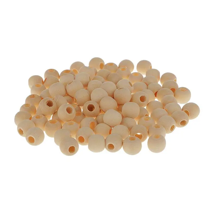 

1 pack of 20 round single holes large natural wood beads - 12 mm