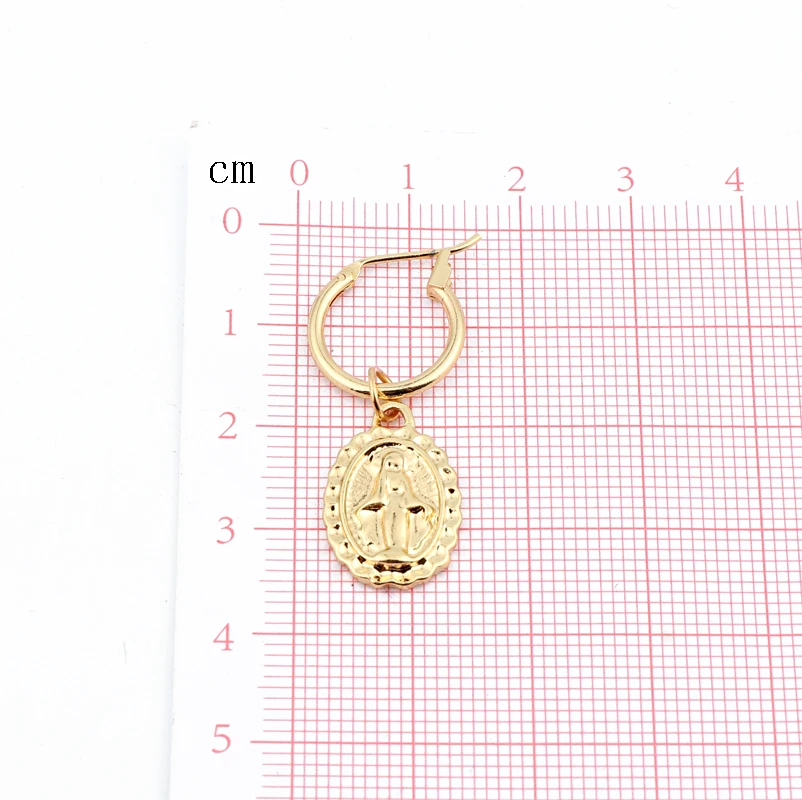 1 пара Европейский ретро подвеска с Мадонной серьги-кольца для женщин креативный Золотой Серебряный цвет Религиозный элемент серьги ювелирные изделия E749-1