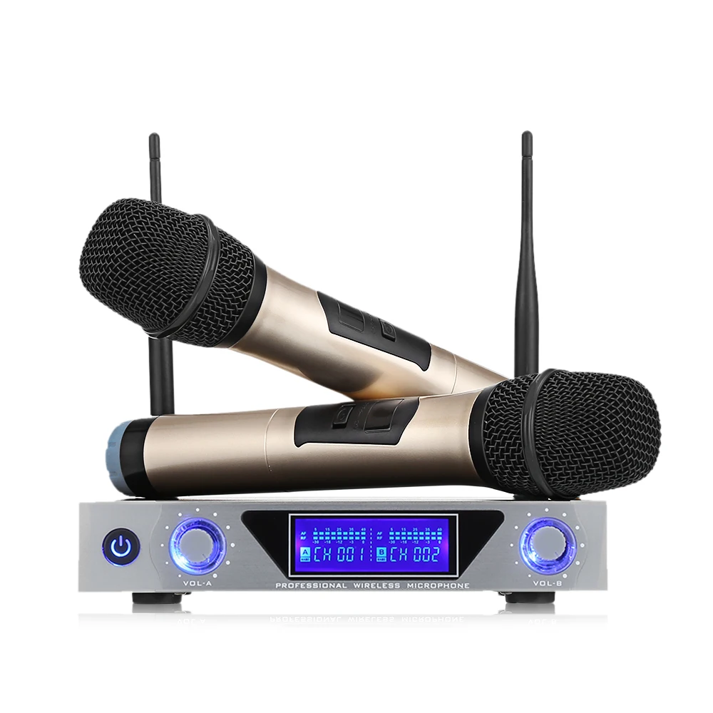 

MV-868 Wireless Handheld Microphone Mic Dual Channel UHF System With Receiver Box Dynamic Cartridge