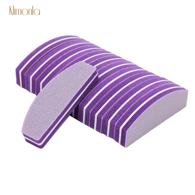 

20pcs Mini Purple Nail File for UV Gel Nail Polish DIY Manicure Salon Tips 100/180 Half Moon Sanding Buffer Files Nail Art Tools