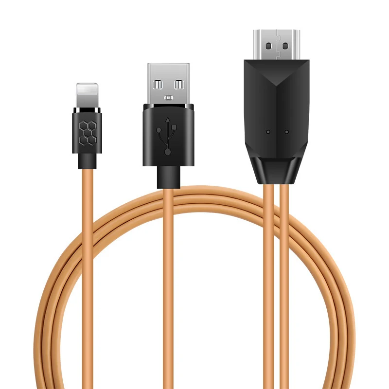 

1 Piece 2M USB 8 Pin To HDMI HDTV AV Cable Adapter for IPhone 7 7 Plus 6S 6 Plus 5S 5 Charging Adapter Cable