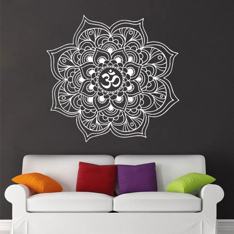 Mandala Wall Stickers Decor Indian Yoga Oum Om Sign Decal Vinyl Bedroom Art Indian Wall Sticker Removable Decal Mandala M602