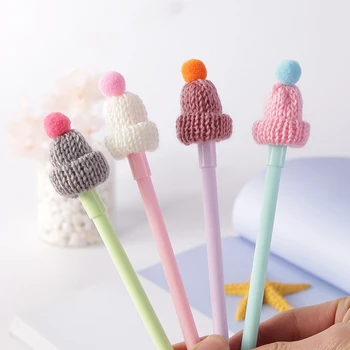 

4Pcs Cute Hat Gel Pen Novelty Cap Pendant Lovely Kawaii Item School Office Supplies Stationery Stationary Thing Kawai Material