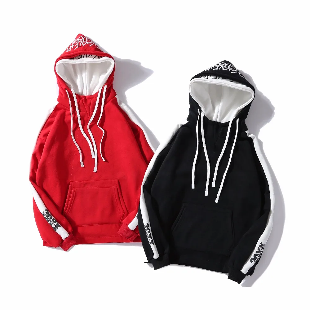 Men double hats patchwork hoodie harajuku hip hop hoody women's autumn