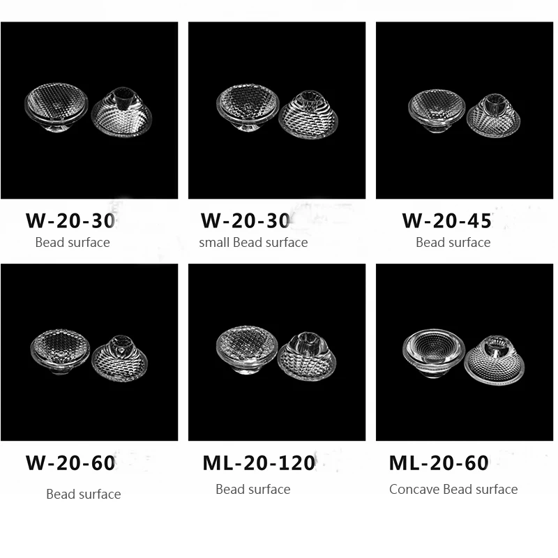 30/45/60/120 градусов Диаметр 20 мм Lumen УДАРА бисера поверхность светодиодный объектива