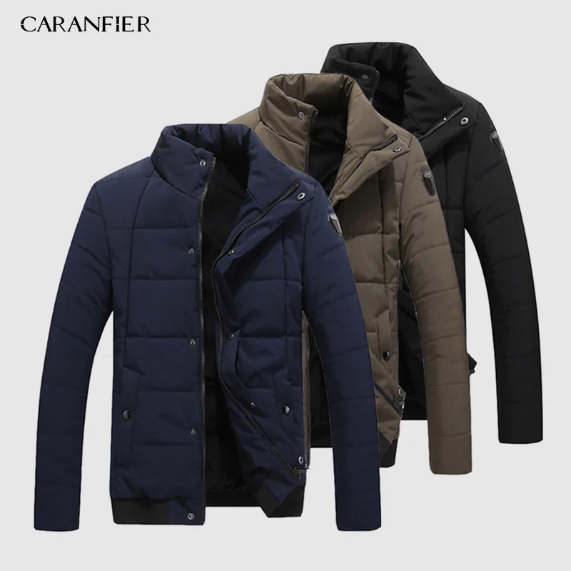 

CARANFIER New 2019 Autumn Winter Men Warm Jacket Casual Parkas Men's Coat Single Breasted Outerwear Mens Brand Clothing -3XL
