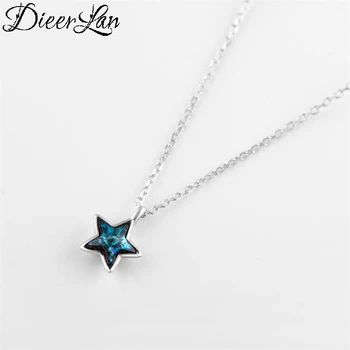 

Summer Vintage 925 Sterling Silver Blue Star Necklaces for Women Gift Lady Statement Necklace Collar Bijoux Fashion Jewelry