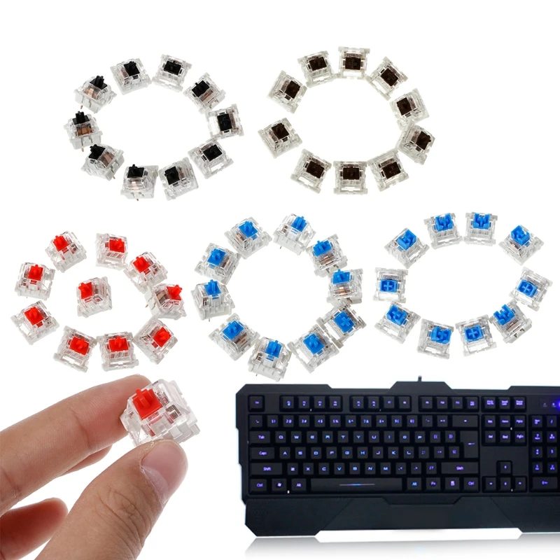 

10Pcs 3 Pin Mechanical Keyboard Switch Blue Replacement For Gateron Cherry MX