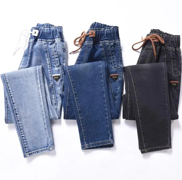 US $14.63 elastic boyfriend for women jeans woman 2018 new fashion plus size jeans with high waist stretch be