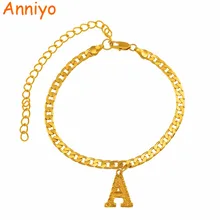 Anniyo(длина 22 см+ 10 см Удлиненная цепочка) A-Z 26 букв ножные браслеты для женщин модные английские цепочки с буквами ювелирные изделия на лодыжке#067502