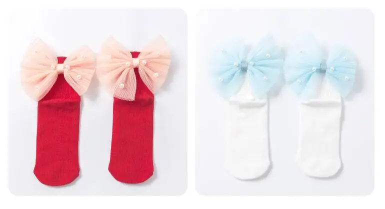 Носки для маленьких девочек новые хлопковые носки для детей от 1 до 8 лет детские кружевные носки принцессы из органзы с большим бантом и бабочкой для девочек