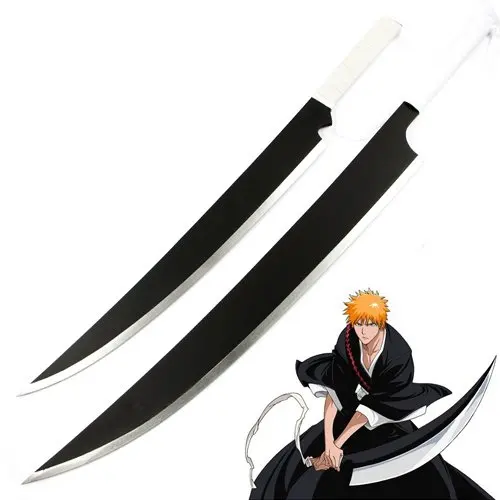 Ichigo меч Bleach Аниме двойное лезвие Wield Zangetsu Kurosaki косплей реквизит декоративный деревянный меч