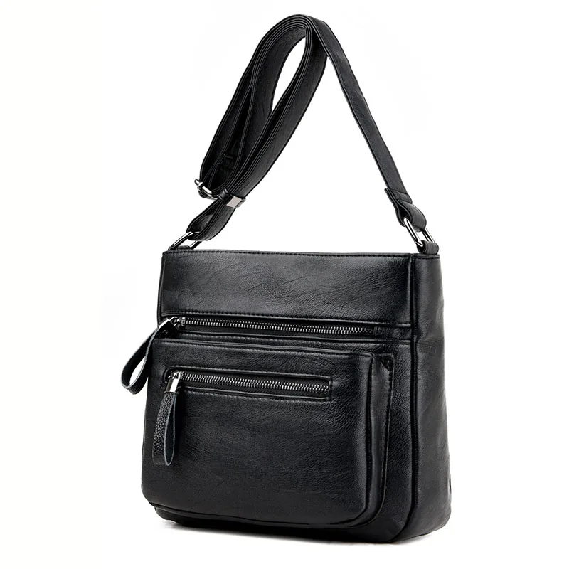 Популярные женские сумки известных брендов, женская сумка через плечо, Высококачественная кожаная женская сумка, женские сумки-мессенджеры - Цвет: Black