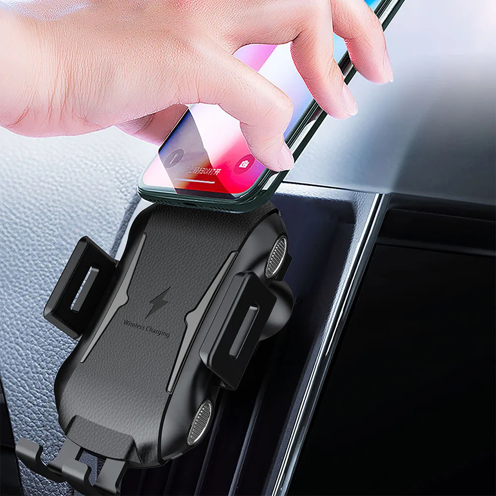 

10W Wireless Car Charger Automatic Clamping Fast Charging Phone Holder Mount in Car for iPhone XR Huawei Samsung Smart Phone