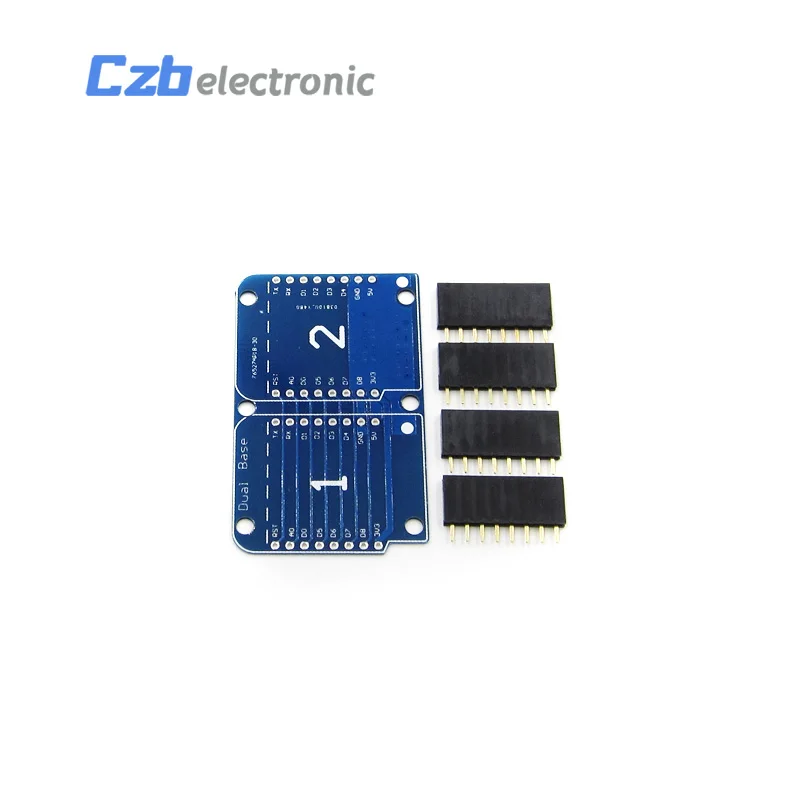 HX13D024 Free shipping 1pcs Double Socket Dual Base Shield for WeMos D1 Mini NodeMCU For Arduino ESP8266 Expansion Board 100% New Origin(3)