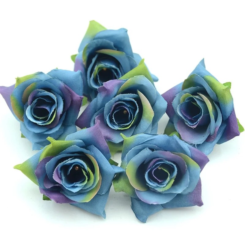 200 шт DIY Искусственные белые розовые шелковые цветы голова для дома Свадебная вечеринка Декоративный венок Подарочная коробка искусственные цветы для скрапбукинга - Цвет: Deep blue