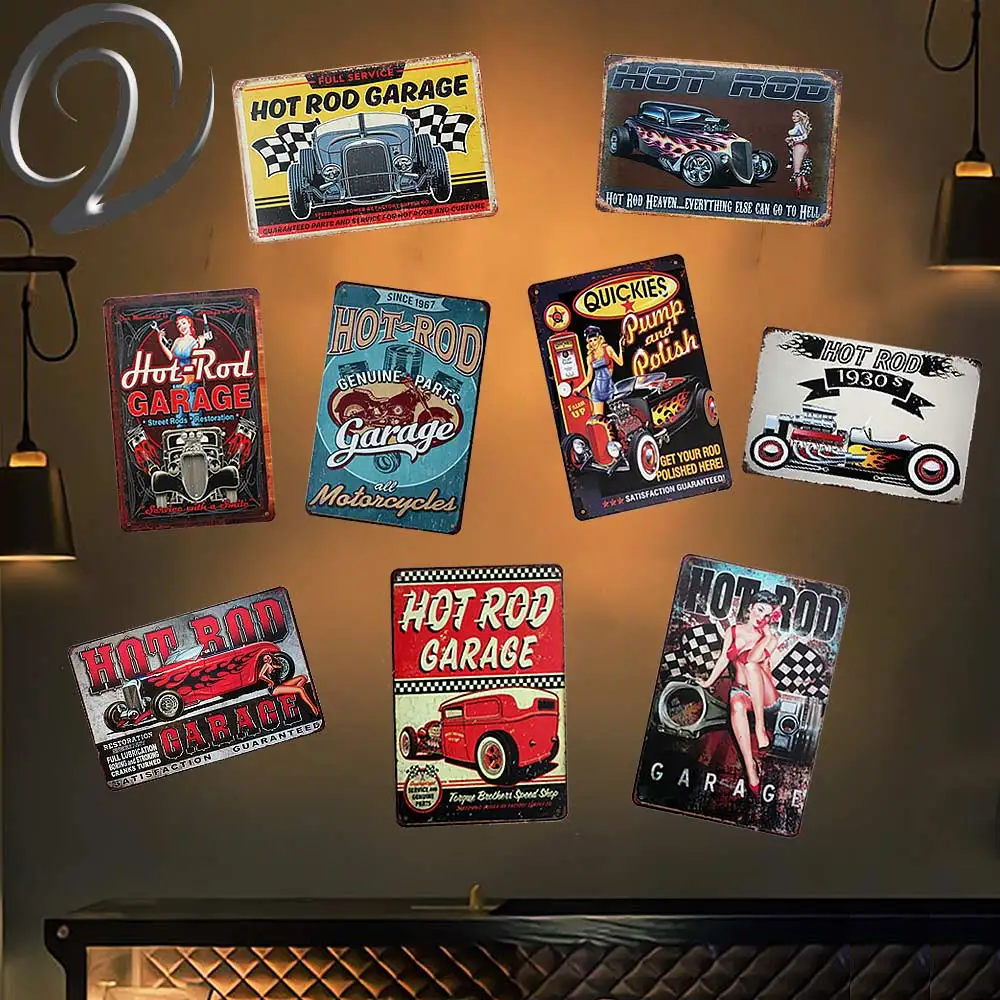 

Hot Rod Garage Shabby Chic Tin Plates Bar Pub Cafe Home Wall Art 20*30 cm Garage Signs Vintage Home Decor Man Cave