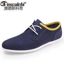 Odescalchi Summer hollow Mens breathable soft Nubuck Leather Men’s shoes casual shoes tide 2017 New England punch