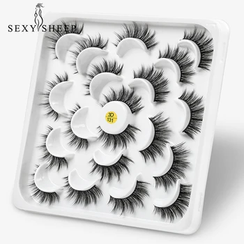 

SEXYSHEEP 10 Pairs False Eyelashes Set 3D Mink Fake Lashes Hademade Natural False Eyelashes Extensions For Beauty Makeup
