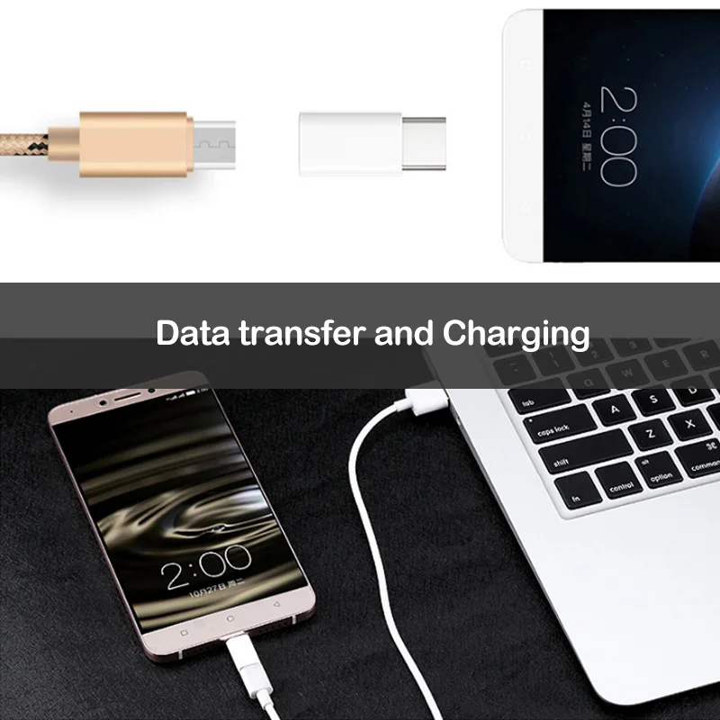 2 шт. Type C к Micro USB зарядному адаптеру для Huawei P40 OTG конвертер Samsung S20 Xiaomi Mi 10 Redmi Note 8