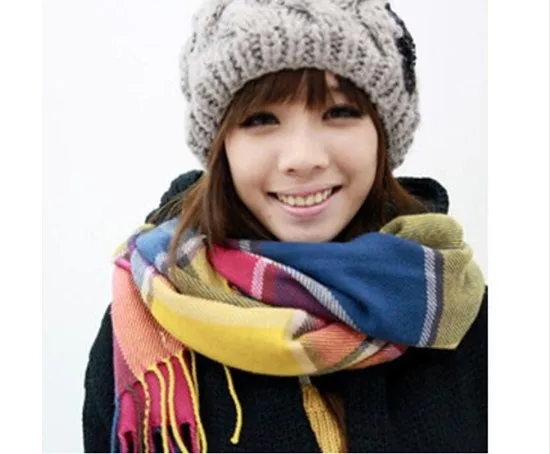 Fashion Women Lady Winter Warm Neck font b Tartan b font Check Shawl Scarf Wrap Stole