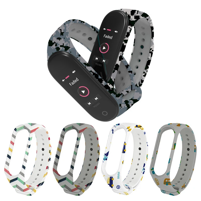 

Replacement Smart Bracelet strap band for xiaomi band 3/4 Silicone Strap Color Printing Water Transfer Replacement Strap