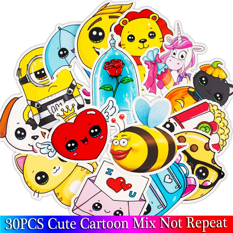 

30PCS Pack Cute Cartoon Animal Bees Stickers Anime Kids Toy Sticker For Luggage Skateboard Motorcycle Laptop Waterproof Sticker