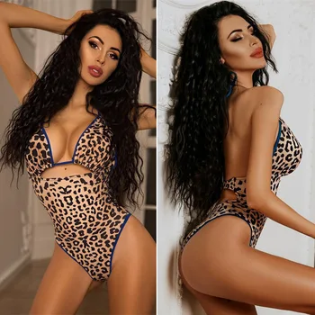

2019 Women's Bikini Leopard One Piece female Swimsuit Pushups Filled Bra Swimwear Beachwear traje de ba o mujer Monokini
