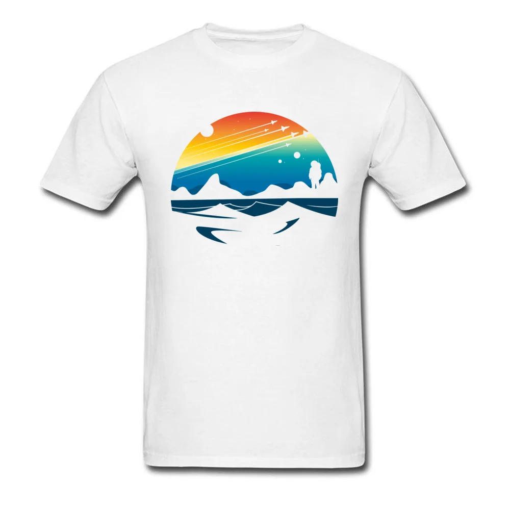 Design Fashionable Man T-shirts Round Collar Short Sleeve Pure Cotton Tops Shirts 3D Printed Tops T Shirt Top Quality Scenic colorful space view shuttle pilot science fiction art white