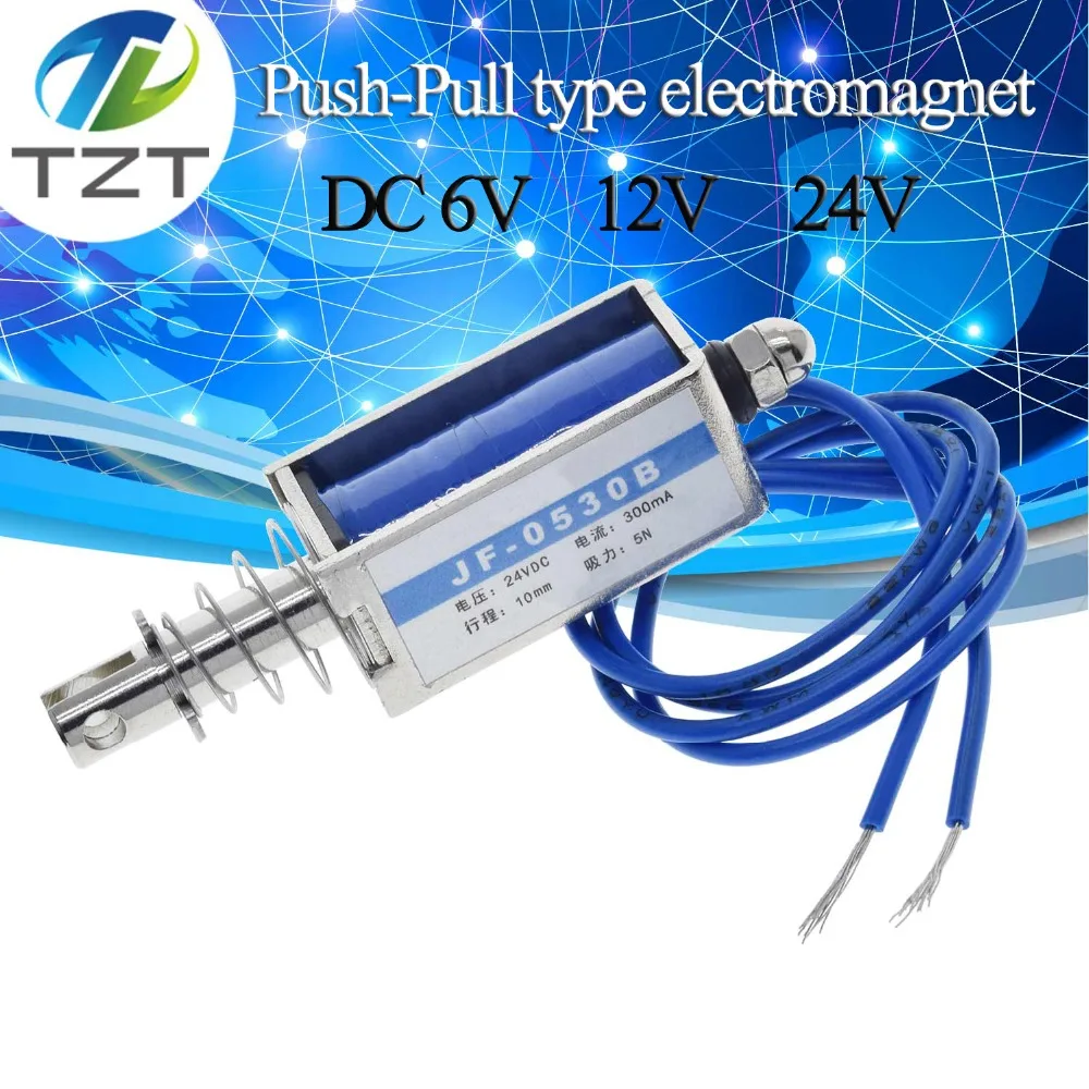 uxcell DC 24V 15N 10mm Pull Push Type Solenoid Electromagnet Open Frame Type Linear Motion JF-0837B