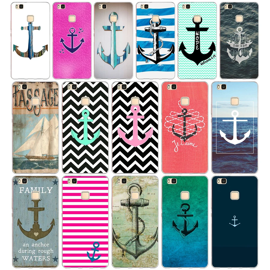 

6G Anchor Pattern for Huawei P9 lite Case Cover Soft Silicone TPU Cover Back Protective for P9 lite case