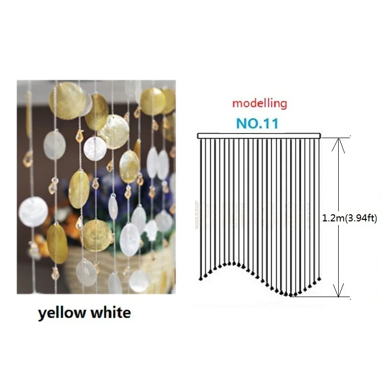 № 11 готовая занавеска 12 шт./партия разноцветная ракушка занавес украшенный камнями дверь занавес экран крыльцо перегородка Рождественское украшение 01 - Цвет: 10pcs yellow white