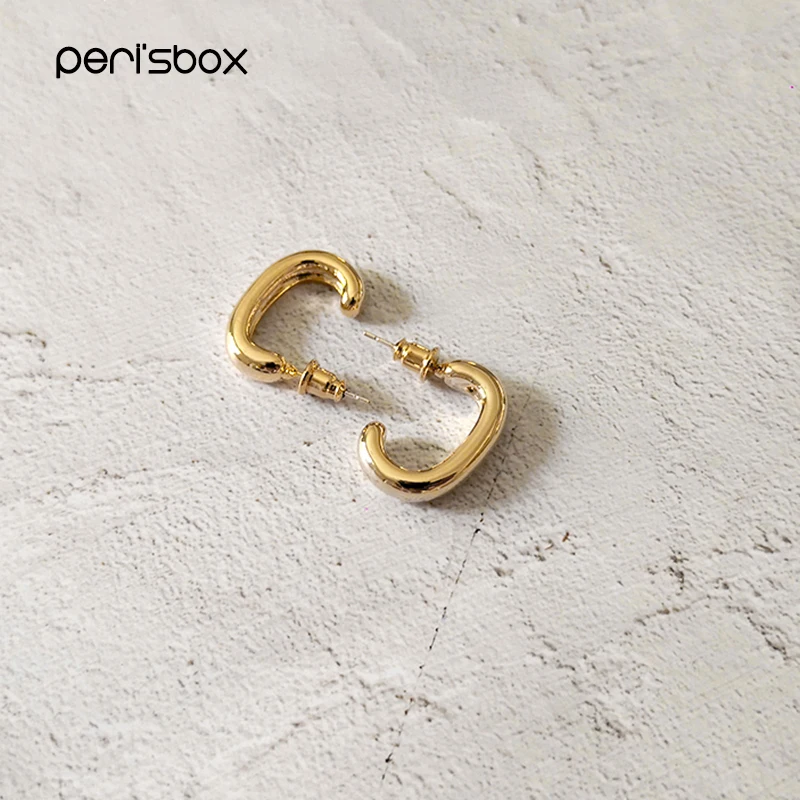Peri'sBox высококачественные металлические золотые серьги с половиной обруча для
