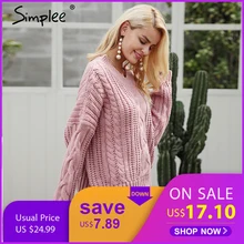 Simplee knitting pullover Autumn winter long sleeve 2017 sweater women pull femme streetwear soft jumper