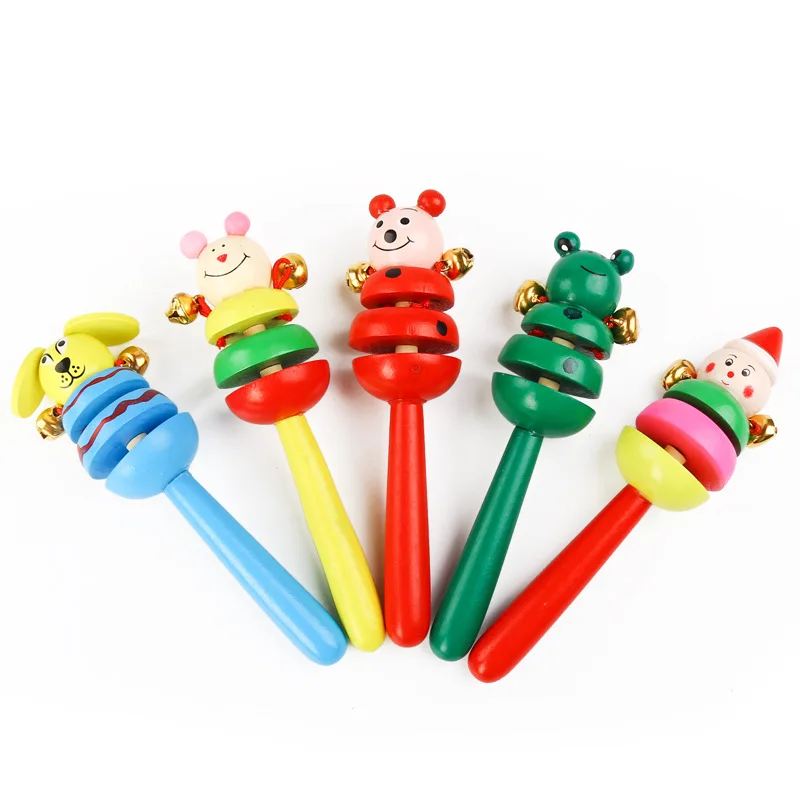 

1pcs Wooden Toys Batch Animal Cartoon Music Rattle Handbel Infant Toys Ringing Bell Cartoon Hand Ringing Bell Hot Baby Supplies