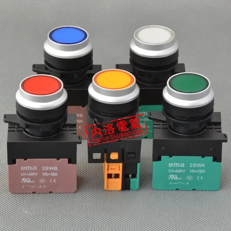

[ SA ]Imports EMA illuminated pushbutton 22mm latching E2P5 *. A/M LED DC6V/12V/24V/AC110/220V 1NO or 1NC--10PCS/LOT