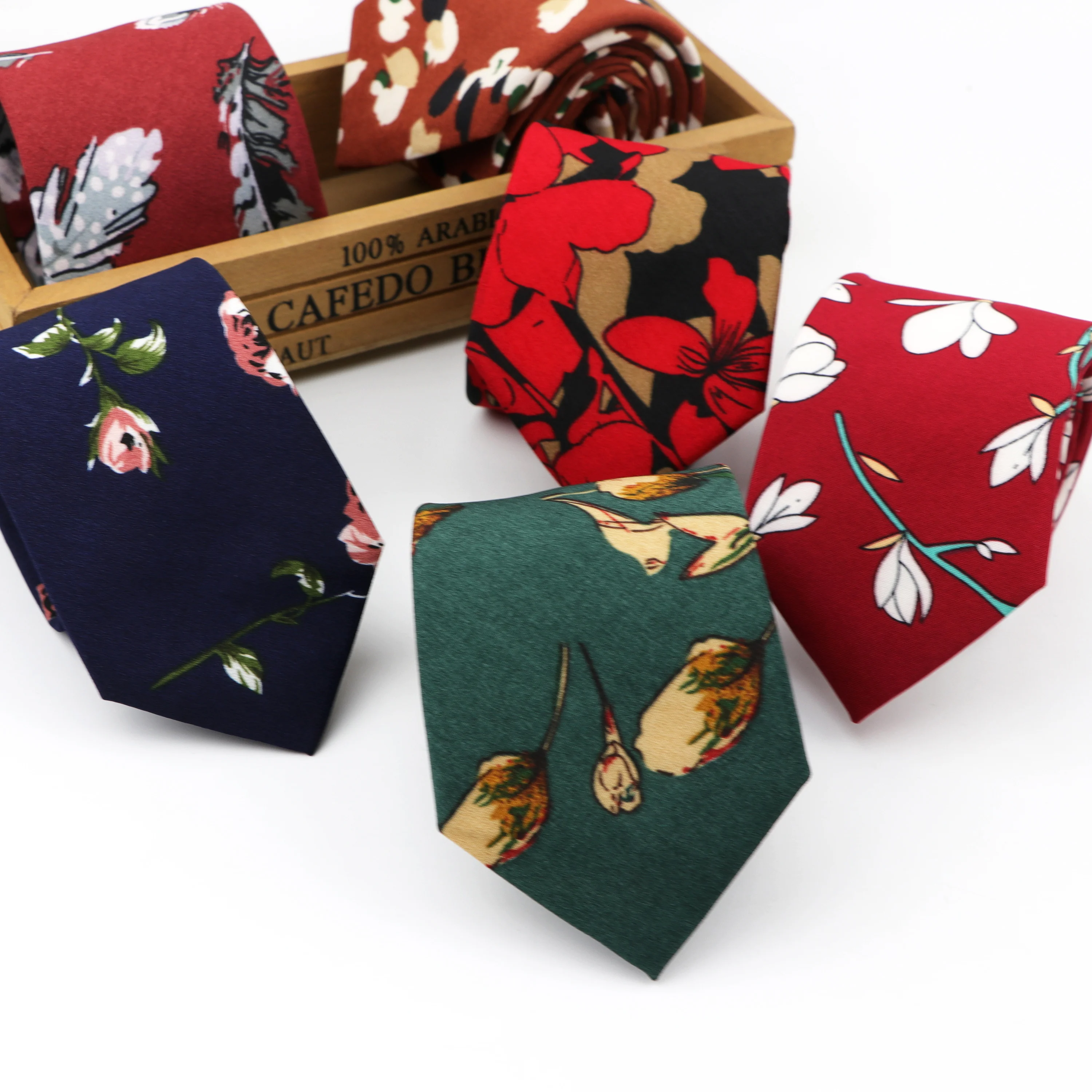 

Chiffon Flower Tie Classical Colorful Floral Polyester Necktie Lovely Fashion Mens 7cm Width Neckties Designer Handmade Ties