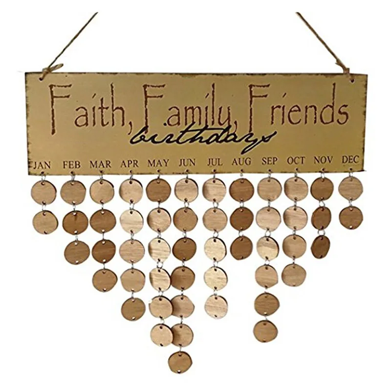 

Creative Fashion Wood Birthday Important Day Reminder Board DIY Calendar (faith,family,friend)
