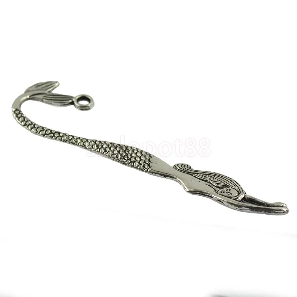 

10Pcs Tibetan Silver Beading Wavy Mermaid Bookmarks With Loop For DIY Making