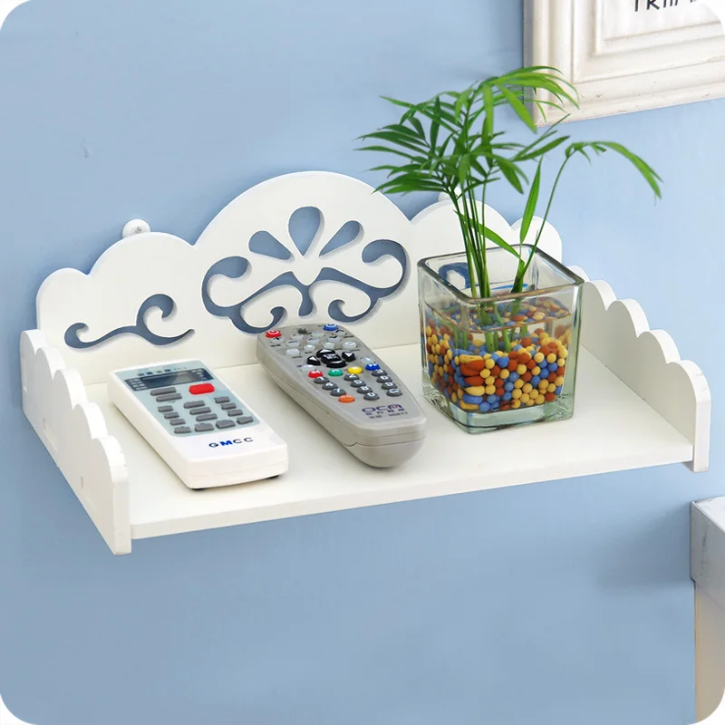 

DIY TV Set-top decorative wall shelves Carved wood storage rack organizer HDF STB Remote Control holder home decor