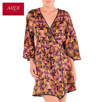 

Short silk dressing gown color Lavender R1254-48